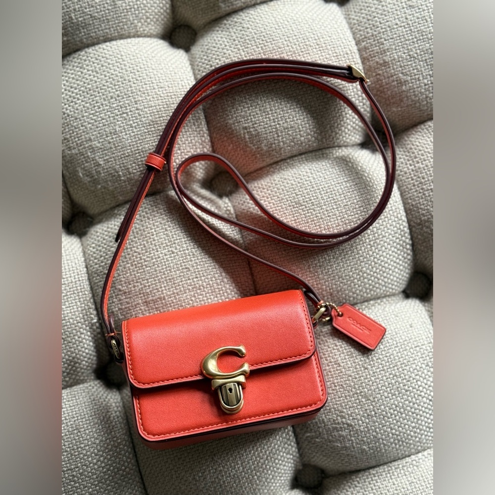Coach Studio 12 Mini Crossbody Bag in Sun Orange | Brass Hardware | New